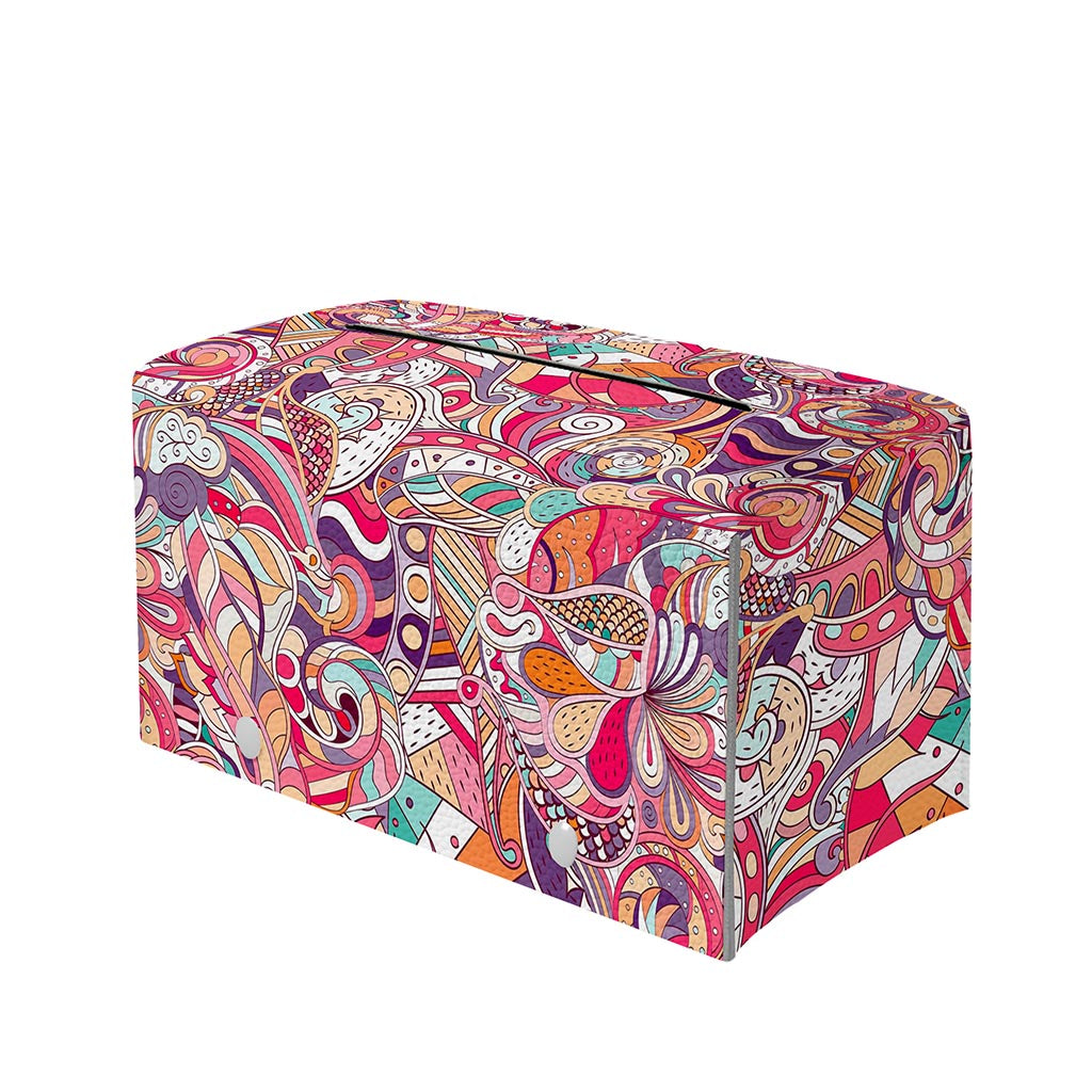 Pastel Bohemian Floral Pattern Print Leather Tissue Box Cover