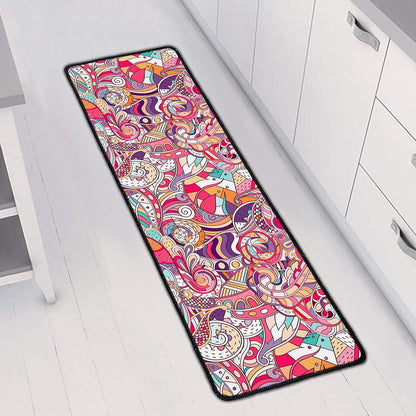 Pastel Bohemian Floral Pattern Print Long Kitchen Mat