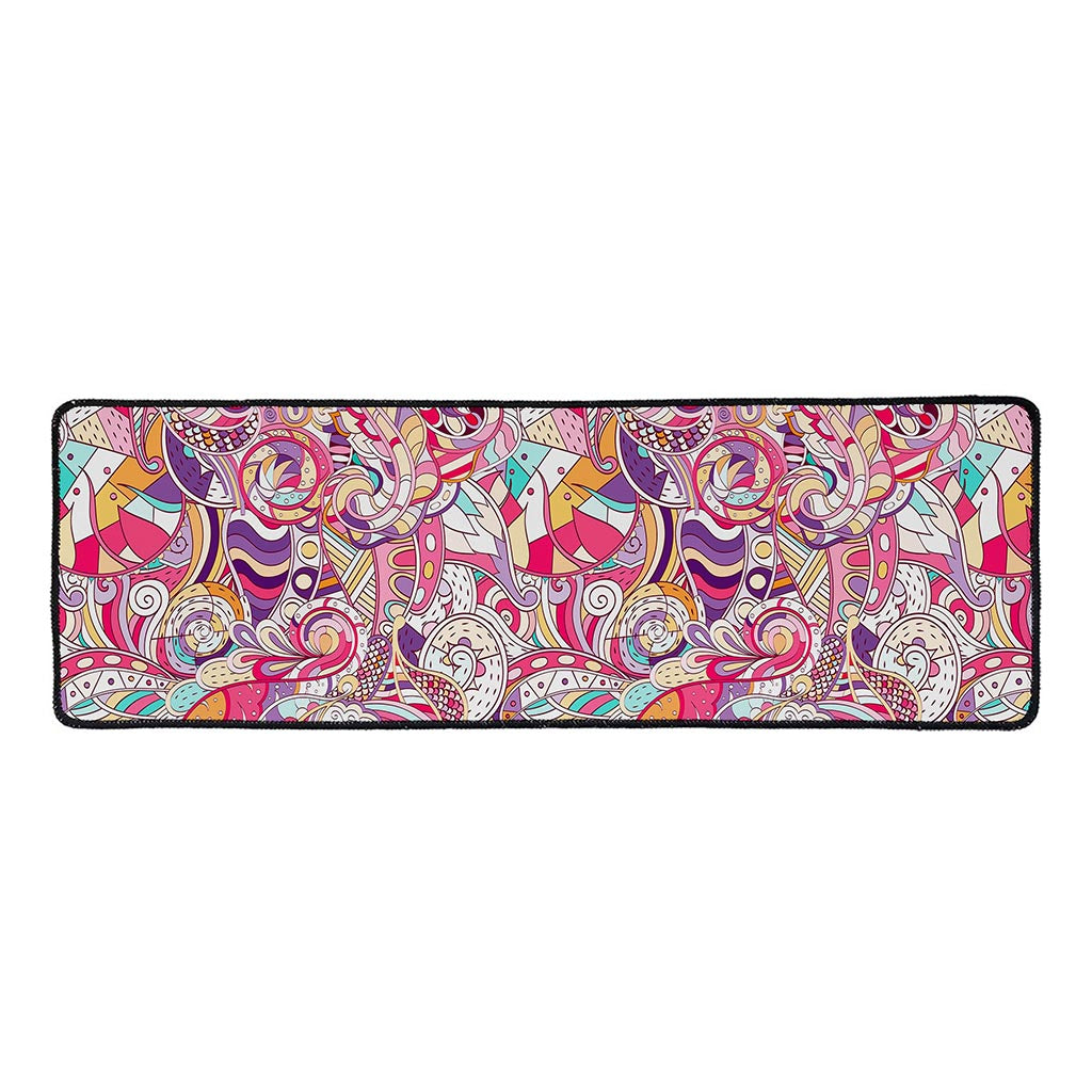 Pastel Bohemian Floral Pattern Print Long Kitchen Mat