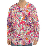 Pastel Bohemian Floral Pattern Print Long Sleeve Baseball Jersey