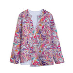 Pastel Bohemian Floral Pattern Print Long Sleeve Short Coat