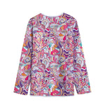 Pastel Bohemian Floral Pattern Print Long Sleeve Short Coat
