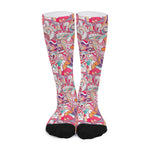 Pastel Bohemian Floral Pattern Print Long Socks