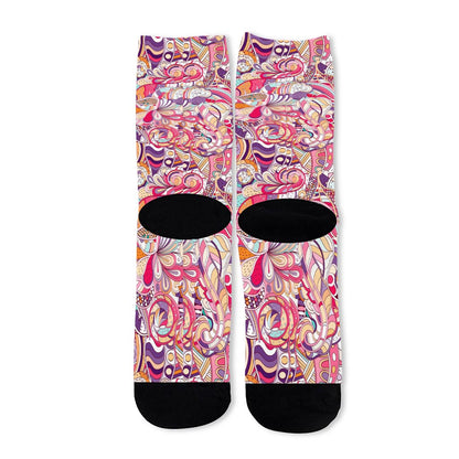 Pastel Bohemian Floral Pattern Print Long Socks