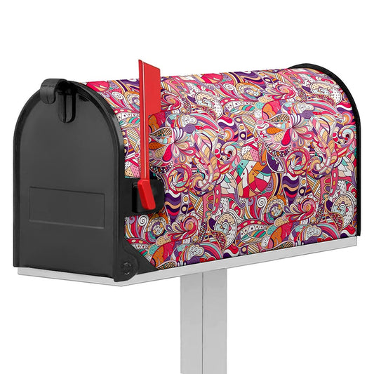 Pastel Bohemian Floral Pattern Print Mailbox Cover