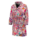 Pastel Bohemian Floral Pattern Print Men's Bathrobe