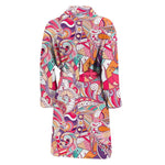 Pastel Bohemian Floral Pattern Print Men's Bathrobe