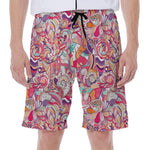 Pastel Bohemian Floral Pattern Print Men's Beach Shorts