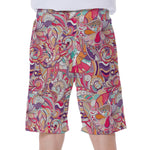Pastel Bohemian Floral Pattern Print Men's Beach Shorts
