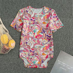 Pastel Bohemian Floral Pattern Print Men's Bodysuit