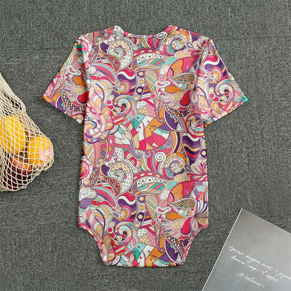 Pastel Bohemian Floral Pattern Print Men's Bodysuit