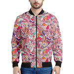 Pastel Bohemian Floral Pattern Print Men's Bomber Jacket