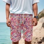 Pastel Bohemian Floral Pattern Print Men's Cargo Shorts