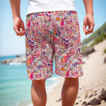 Pastel Bohemian Floral Pattern Print Men's Cargo Shorts