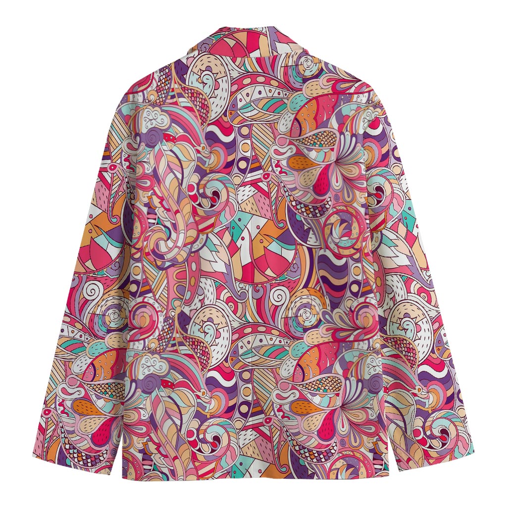 Pastel Bohemian Floral Pattern Print Men's Cotton Blazer