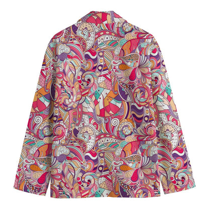 Pastel Bohemian Floral Pattern Print Men's Cotton Blazer