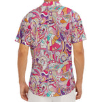 Pastel Bohemian Floral Pattern Print Men's Deep V-Neck Shirt