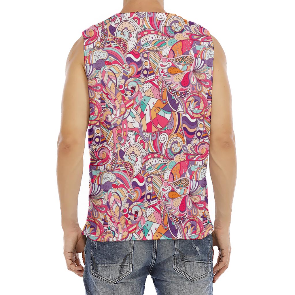 Pastel Bohemian Floral Pattern Print Men's Fitness Tank Top