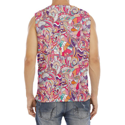 Pastel Bohemian Floral Pattern Print Men's Fitness Tank Top