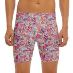 Pastel Bohemian Floral Pattern Print Men's Long Boxer Briefs
