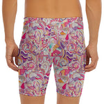 Pastel Bohemian Floral Pattern Print Men's Long Boxer Briefs