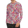 Pastel Bohemian Floral Pattern Print Men's Long Sleeve Rash Guard