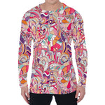 Pastel Bohemian Floral Pattern Print Men's Long Sleeve T-Shirt