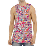Pastel Bohemian Floral Pattern Print Men's Muscle Tank Top