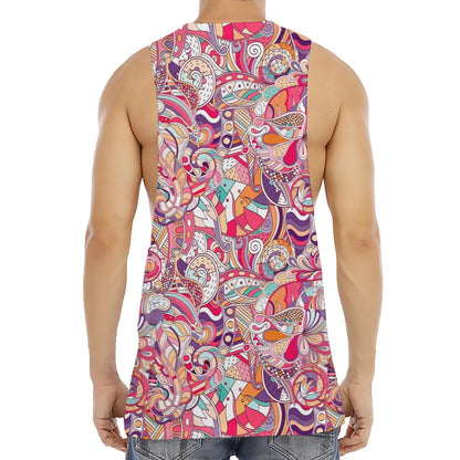 Pastel Bohemian Floral Pattern Print Men's Muscle Tank Top