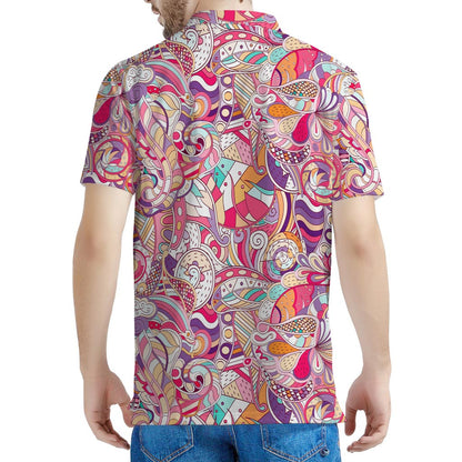 Pastel Bohemian Floral Pattern Print Men's Polo Shirt