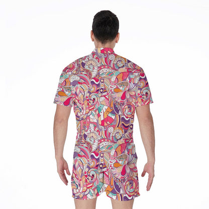 Pastel Bohemian Floral Pattern Print Men's Rompers