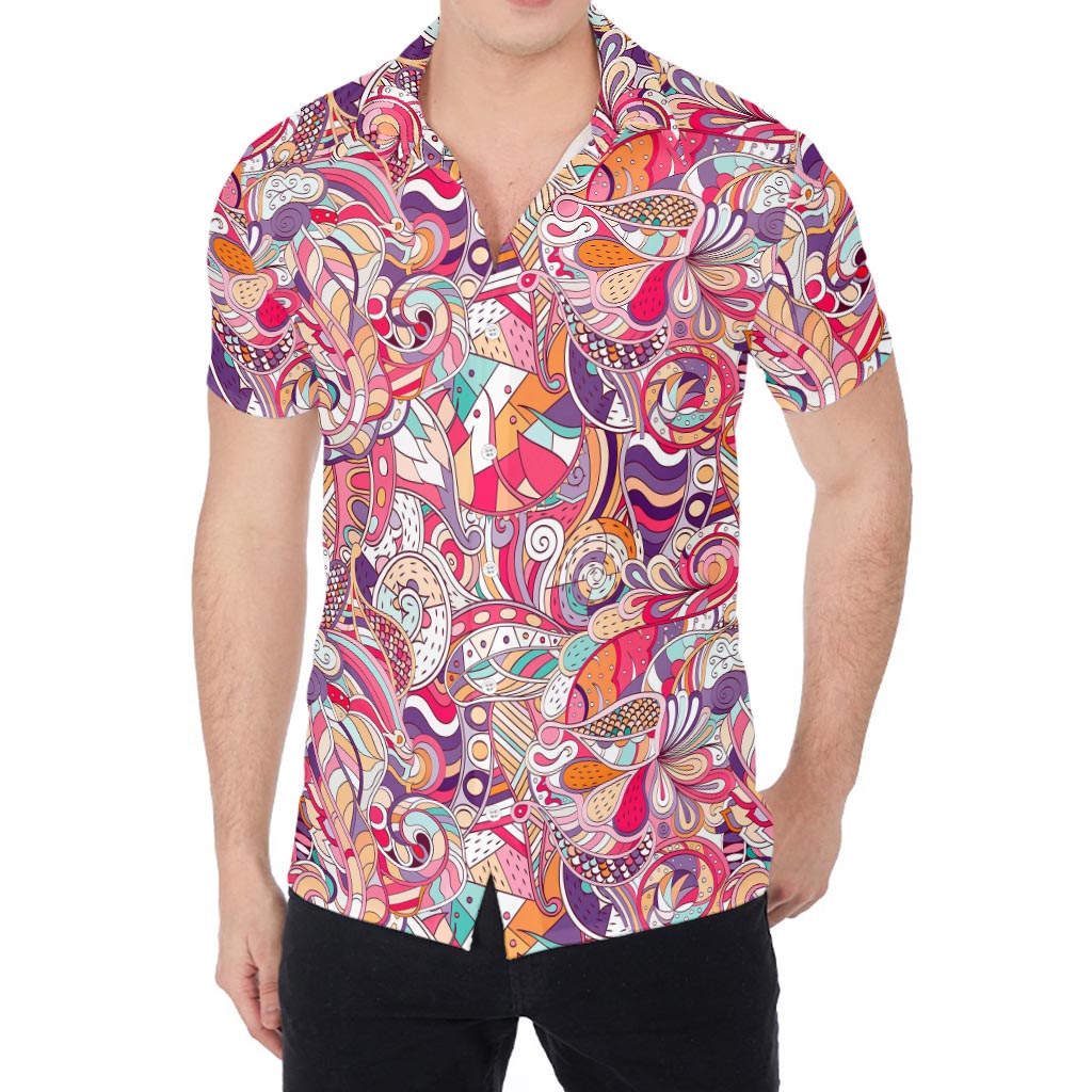 Pastel Bohemian Floral Pattern Print Men's Shirt