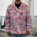 Pastel Bohemian Floral Pattern Print Men's Shirt Jacket