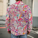 Pastel Bohemian Floral Pattern Print Men's Shirt Jacket