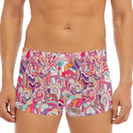 Pastel Bohemian Floral Pattern Print Men's Short Boxer Briefs