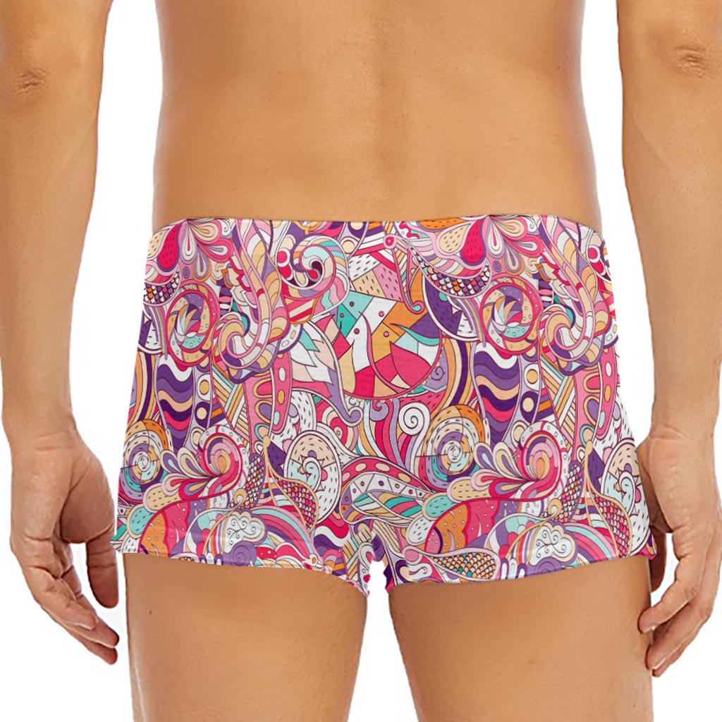 Pastel Bohemian Floral Pattern Print Men's Short Boxer Briefs
