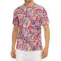 Pastel Bohemian Floral Pattern Print Men's Short Sleeve Rash Guard