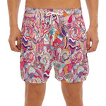 Pastel Bohemian Floral Pattern Print Men's Split Running Shorts