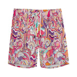 Pastel Bohemian Floral Pattern Print Men's Sports Shorts