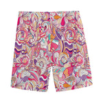 Pastel Bohemian Floral Pattern Print Men's Sports Shorts