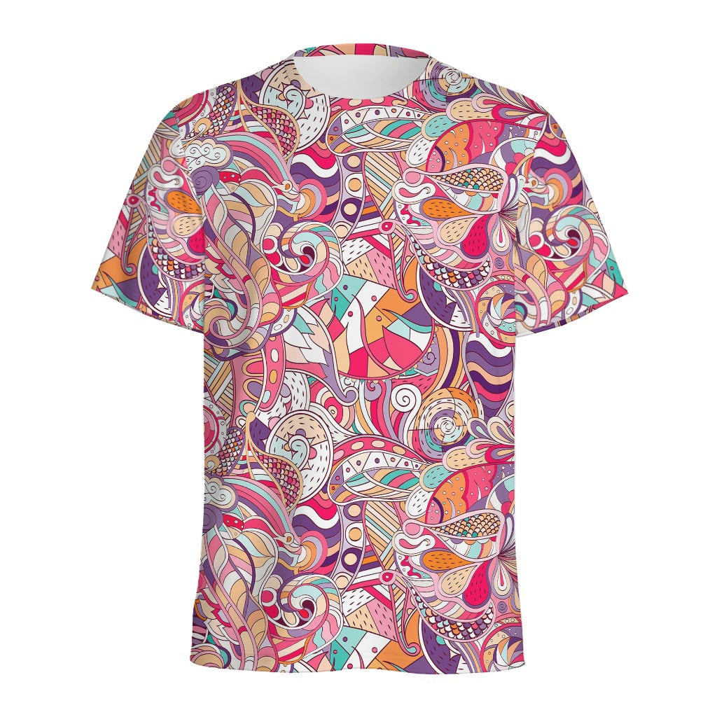 Pastel Bohemian Floral Pattern Print Men's Sports T-Shirt