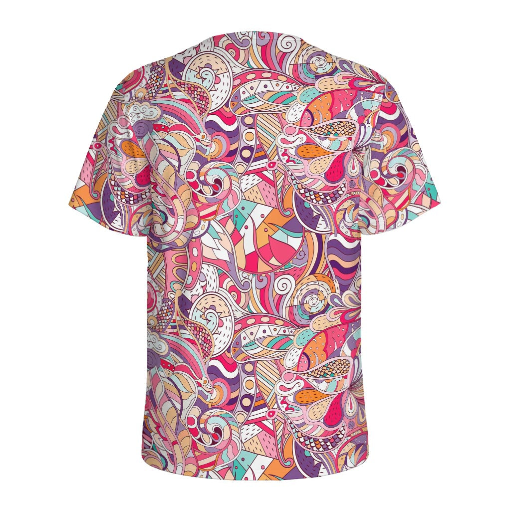 Pastel Bohemian Floral Pattern Print Men's Sports T-Shirt