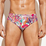 Pastel Bohemian Floral Pattern Print Men's Swim Briefs