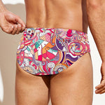 Pastel Bohemian Floral Pattern Print Men's Swim Briefs