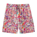 Pastel Bohemian Floral Pattern Print Men's Swim Trunks