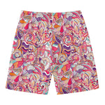 Pastel Bohemian Floral Pattern Print Men's Swim Trunks