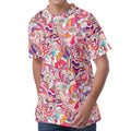 Pastel Bohemian Floral Pattern Print Men's Velvet T-Shirt