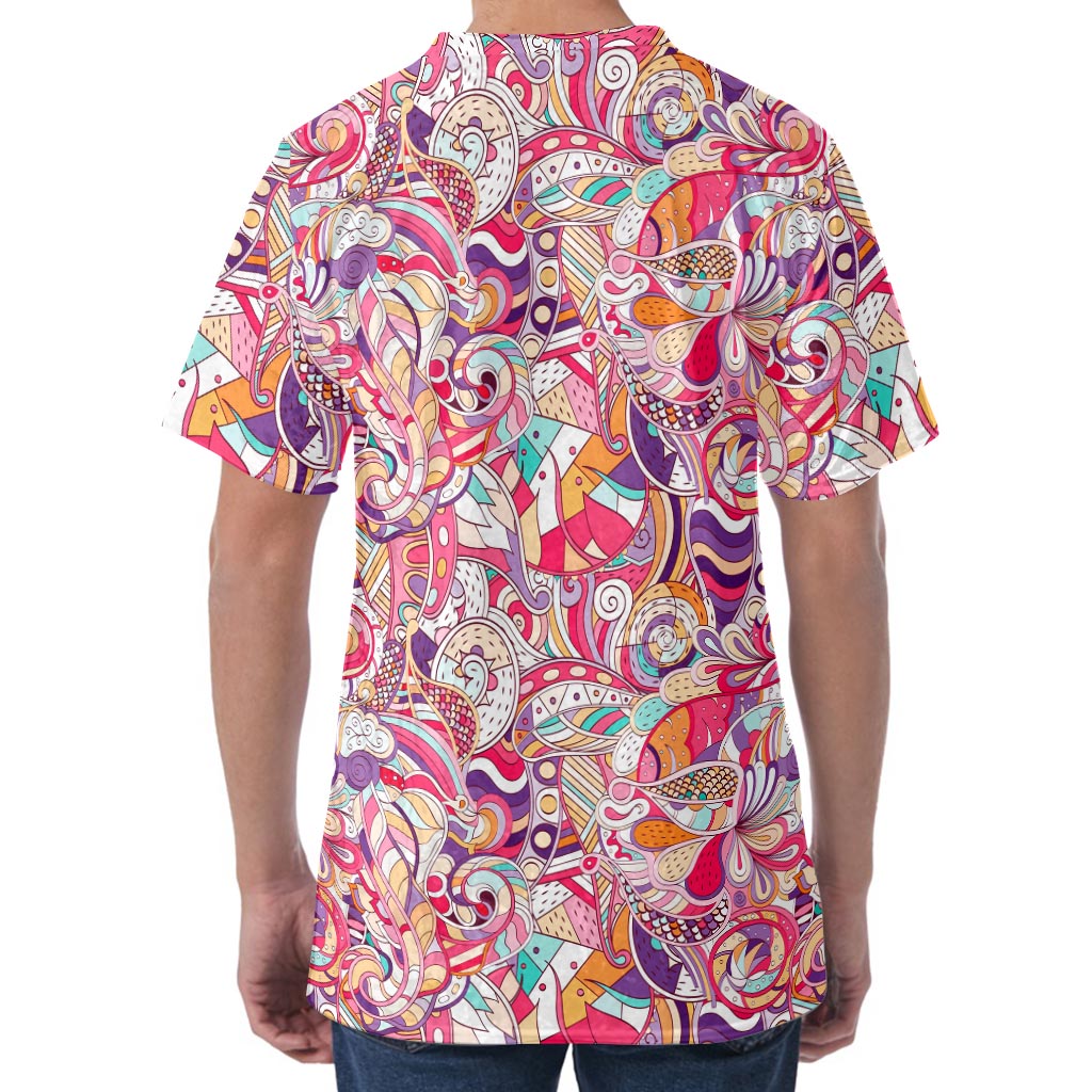 Pastel Bohemian Floral Pattern Print Men's Velvet T-Shirt