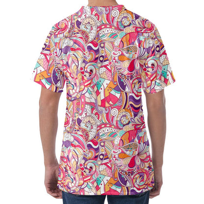 Pastel Bohemian Floral Pattern Print Men's Velvet T-Shirt