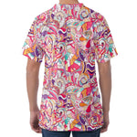 Pastel Bohemian Floral Pattern Print Men's Velvet T-Shirt
